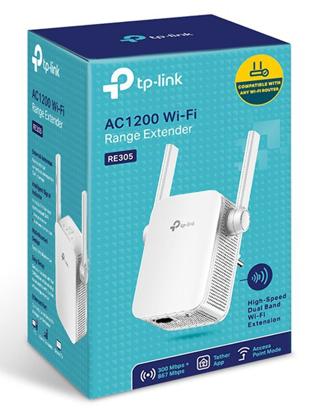 TP-Link | AC1200 WiFi Range Extender | Up to 1200Mbps Speed | Dual Band Wireless Extender, Repeater, Signal Booster, Access Point| Easy Set-Up | Extends Internet Wi-Fi (RE305)