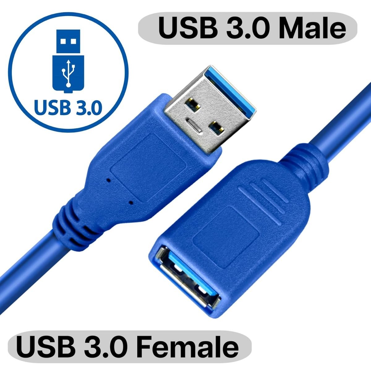 Storite 1.5M USB 3.0 Male to Female Extension Cable High Speed 5Gbps Extension Cable Data Transfer for Keyboard, Mouse, Flash Drive, Hard Drive, Printer and More - Blue